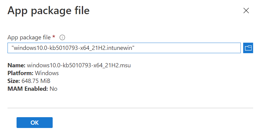 Choose App Package File