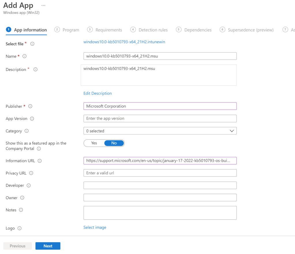Fill in App details and description