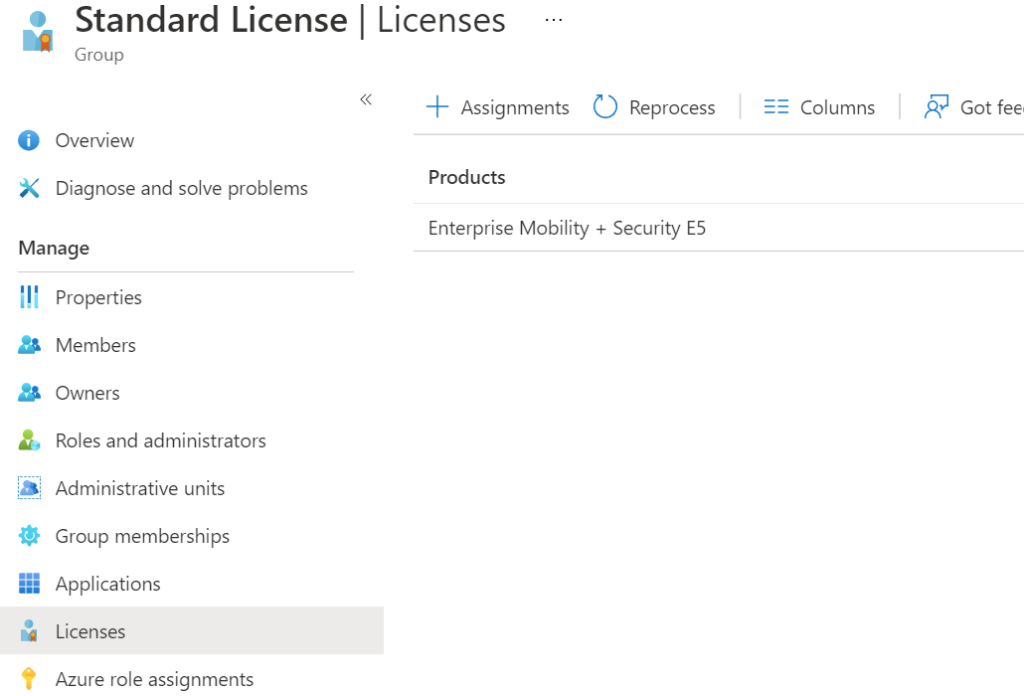 Microsoft licensing assigned to a group