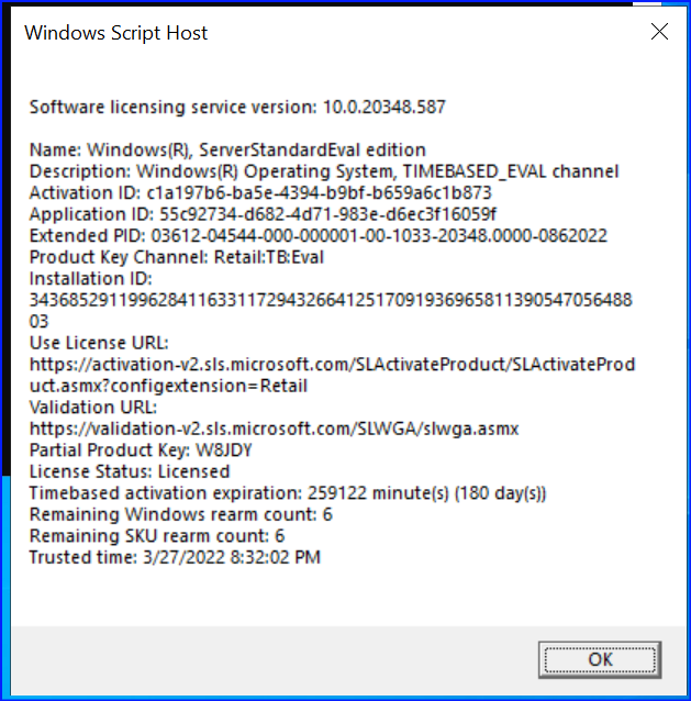 server license manager dialog box