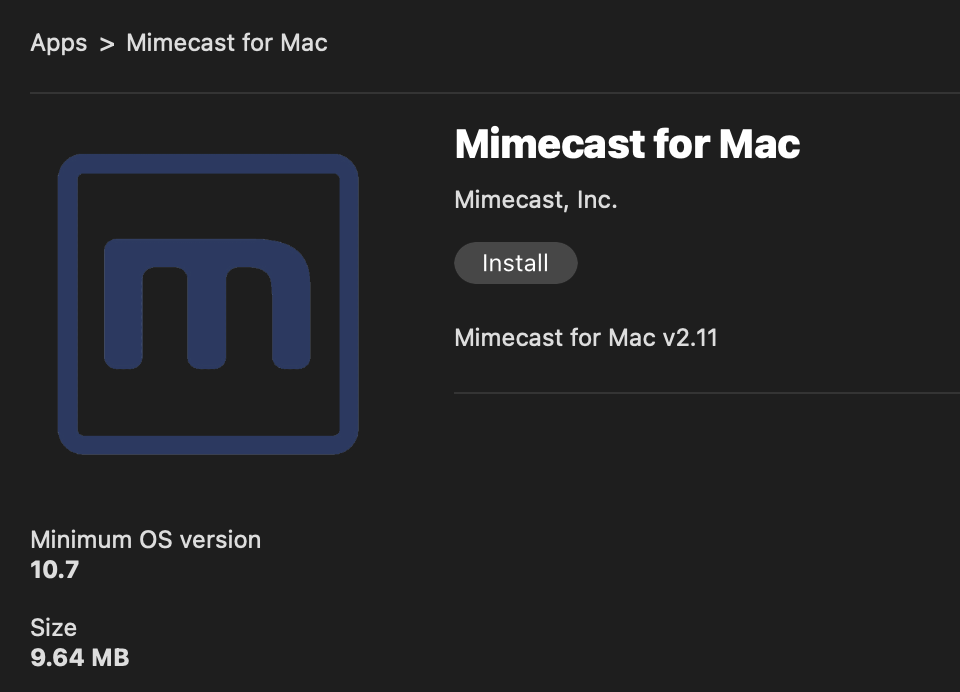 Mimecast - MacOS App for Company Portal