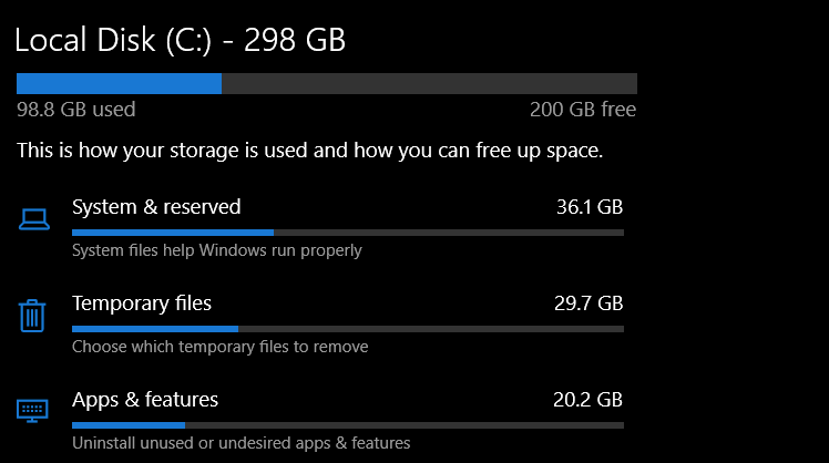 Storage Sense for Windows 10