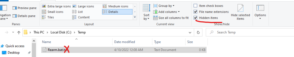 file explorer to rename the batch file