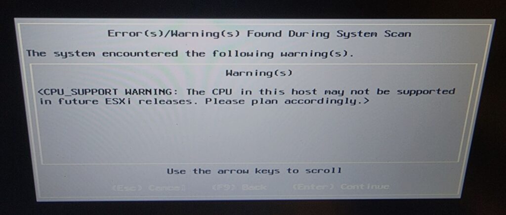 Warnings for Installation
