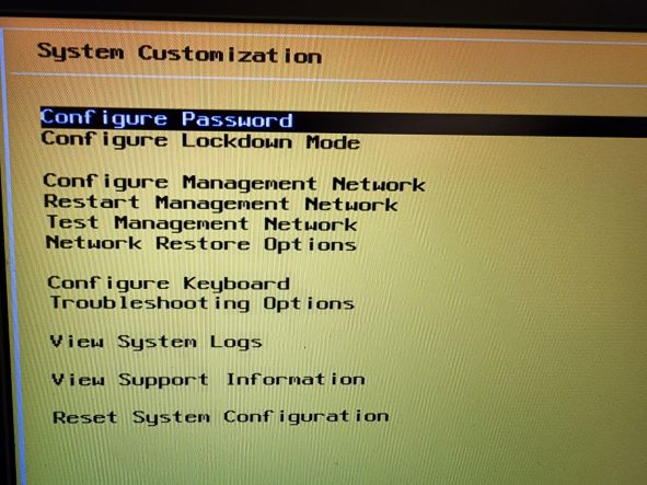 VMware ESXi Customize System Menu