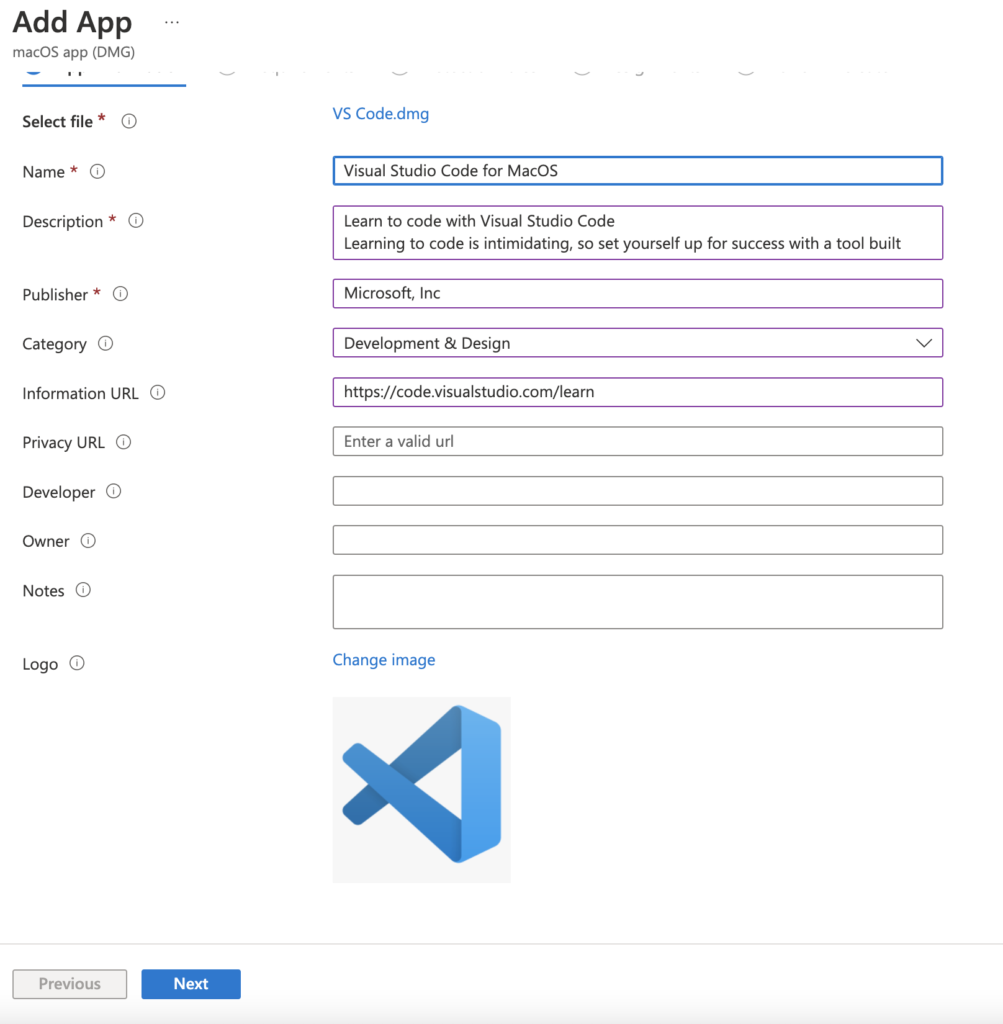 details for DMG apps