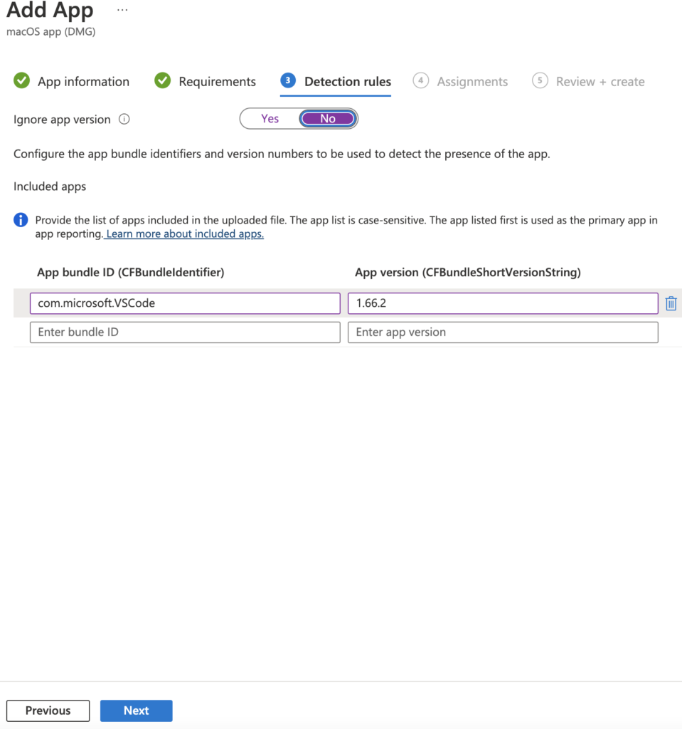 APP metadata version