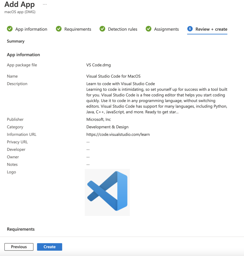 confirmation page for deployment