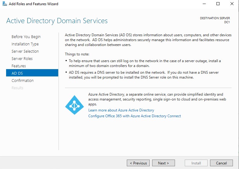 active directory domain services description page