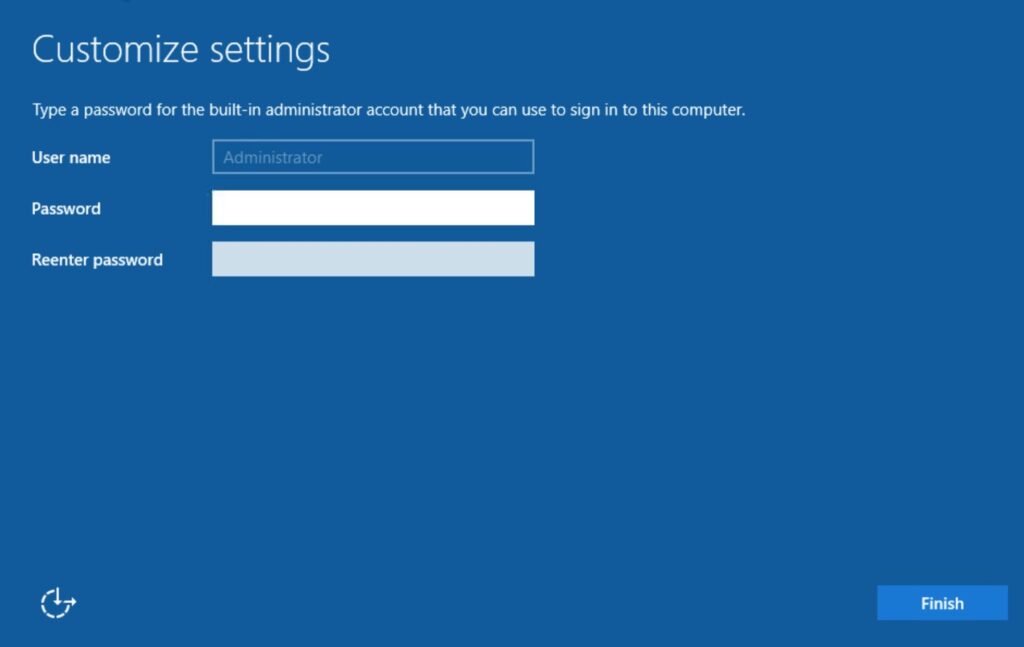 set administrator password to finish install windows server 2022