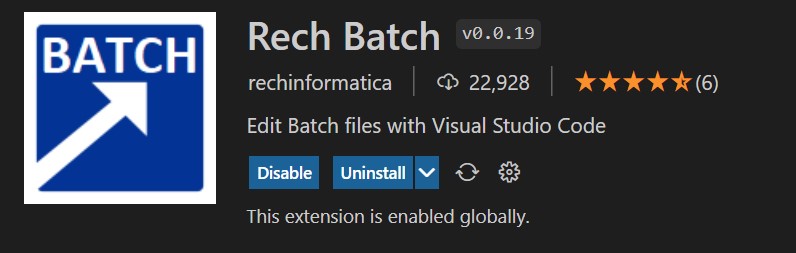 Rech Batch - Used to Make Editing Batch Files easier in VS Code Extensions
