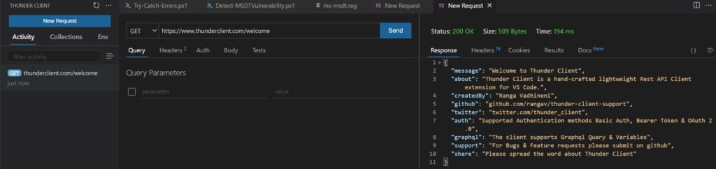REST API Capability right in VS Code