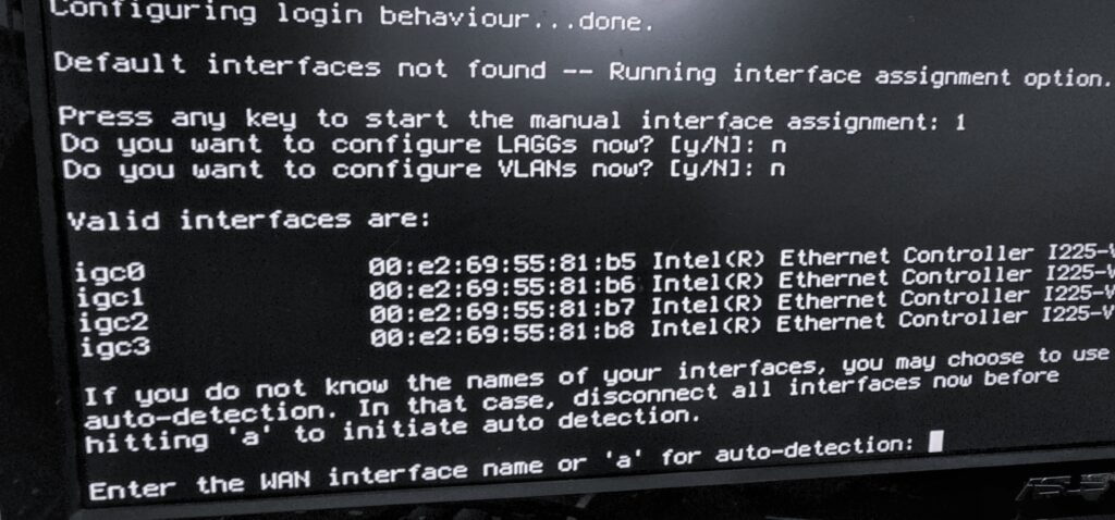 assigning the WAN interface in opnsense firewall
