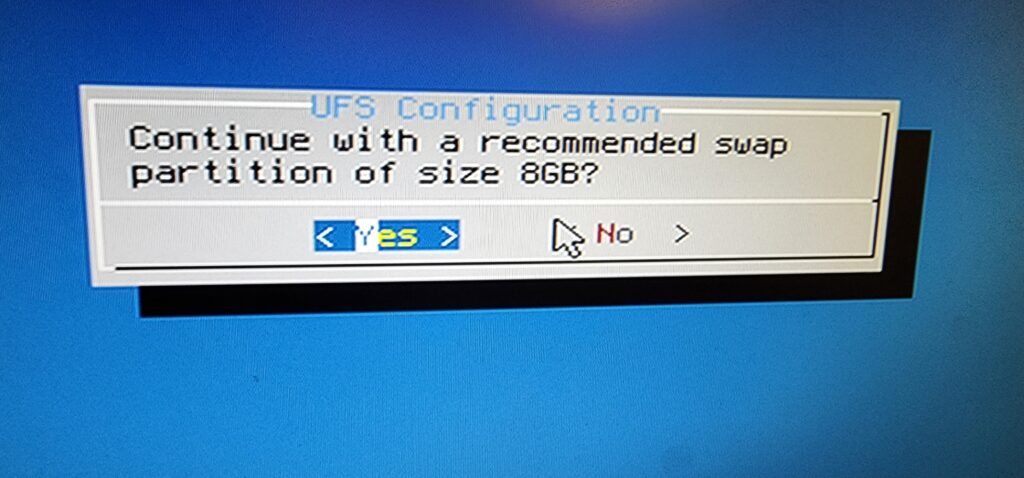 recommended swap size for UFS configuration