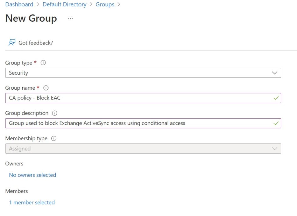 create aad security group