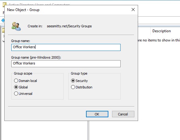 Choose a Group and basic Settings