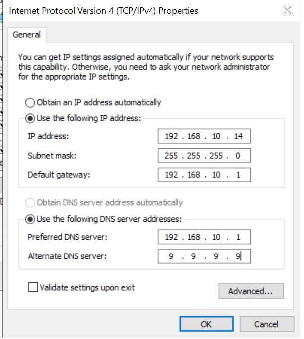set IP address statically based on the available subnet