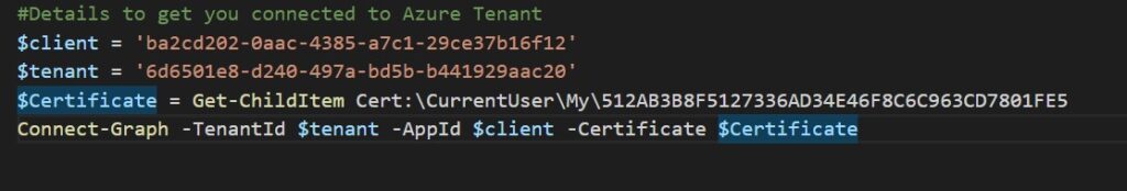 Script details for authentication