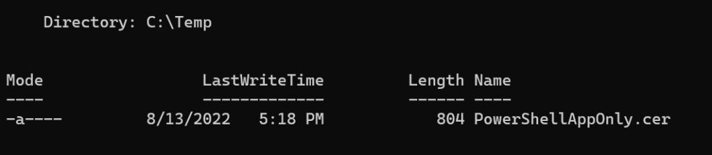 Export the self-signed certificate