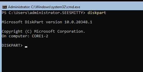 start diskpart to format the spare storage
