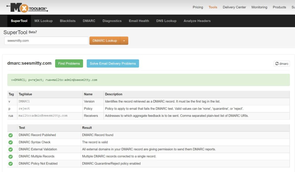 DMARC Results for SeeSmitty.com