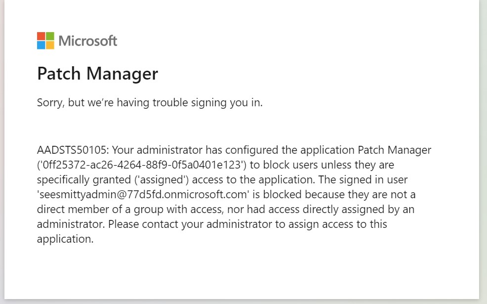 error because we didn't assign permissions to the application yet