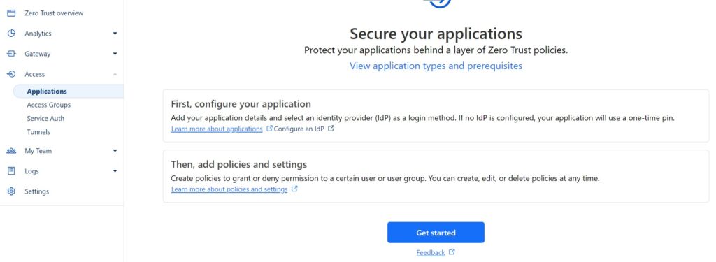 get started with securing applications hosted by cloudflate tunnel