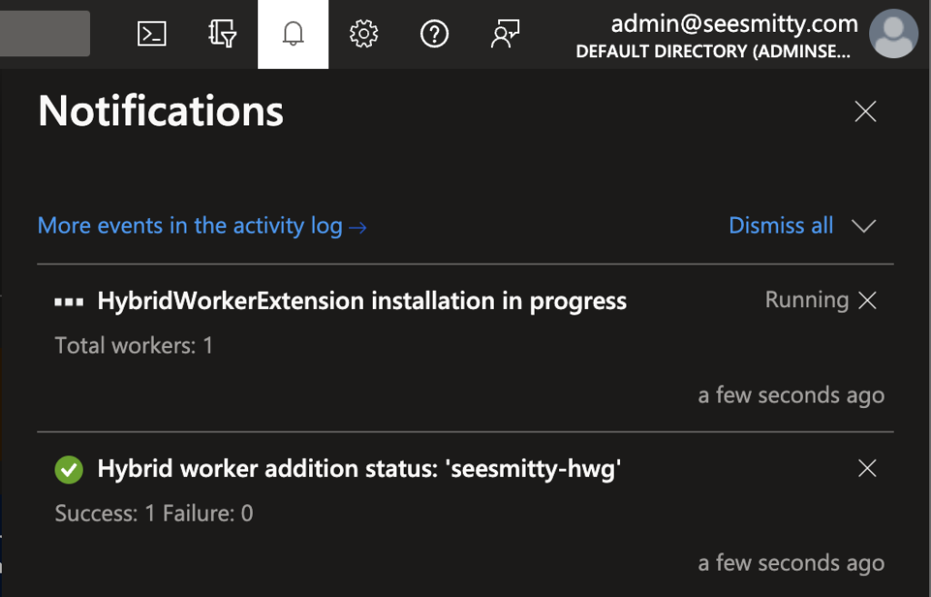 hybrid worker extension is installing